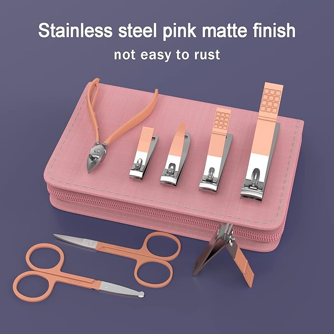 Manicure Set Personal Care, Nail Clipper Kit, Professional Nail Clipper Pedicure Set, Nail Tools with Luxurious Travel Case, Gifts for Men Women Family Friend, 31 Pieces (Pink)-BrightBean Baby
