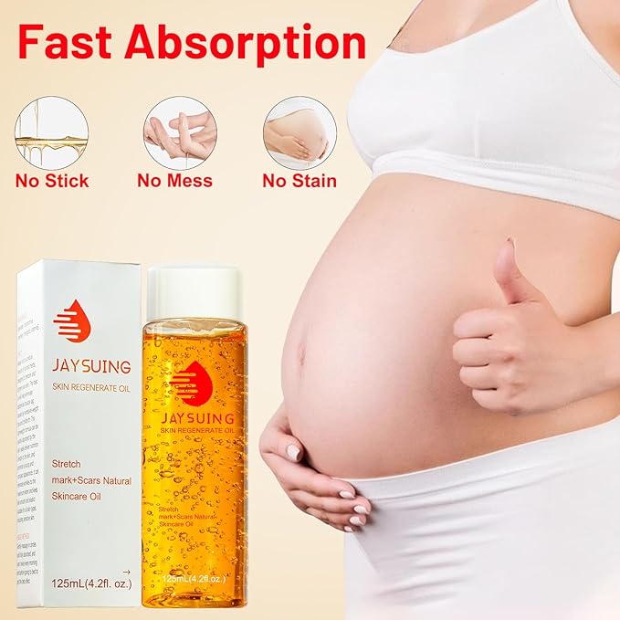 Stretch Mark Oil for Pregnancy, Skincare Body Oil for Scars and Stretchmarks, Pregnancy Oils for Stretch Marks Pre and Postpartum Natural Skincare Massage Oil, Skin Regenerate Oil, 4.2 fl.oz-BrightBean Baby