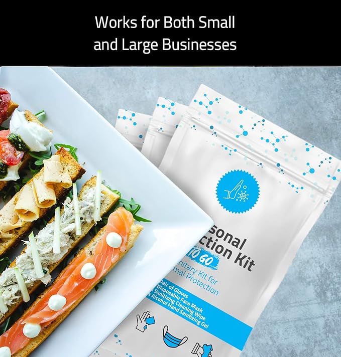 Personal Protection Kit TO GO, Mini 4 Item PPE Kit for travel and school | Includes 1 Each of Face Covering, Gloves, Cleansing Wipes & Hand Cleansing Gel | 10 - Pack (Green)-BrightBean Baby