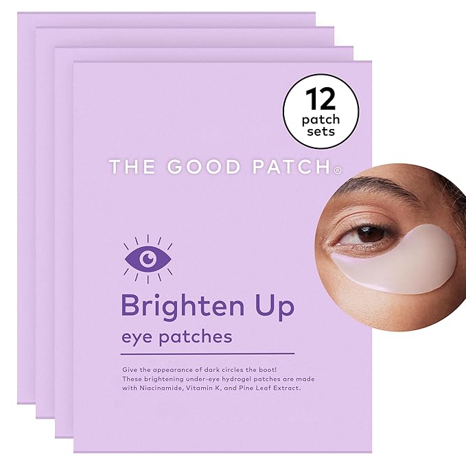 The Good Patch Brighten Up Hydrogel Under Eye Patches for Dark Circles and Puffy Eyes, Made with Niacinamide, Vitamin K, Pine Leaf Extract, Clinically Proven (12 Total Patch Sets)-BrightBean Baby