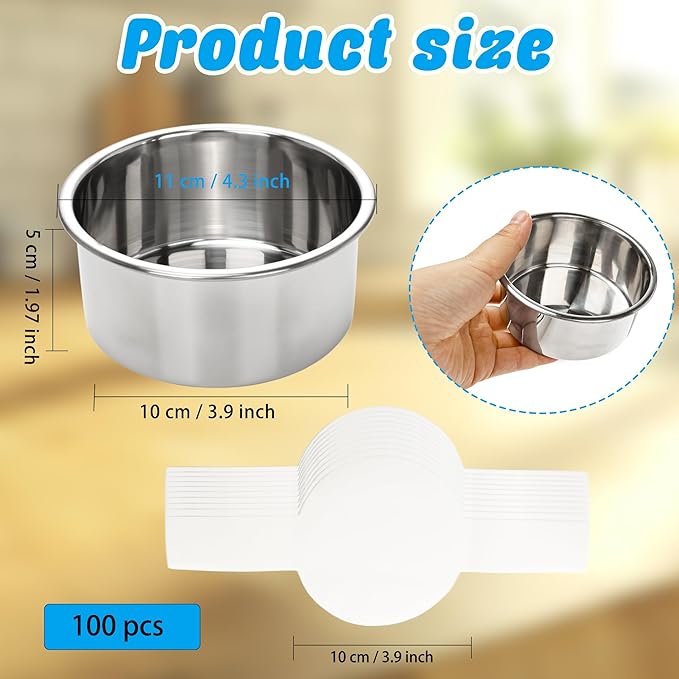 9 Pack 4 Inch Cake Pan Set with 100 Easy Lift Paper Liners Mini Round Cake Pan Stainless Steel Baking Pans for Birthday Wedding Party Oven Dishwasher Safe