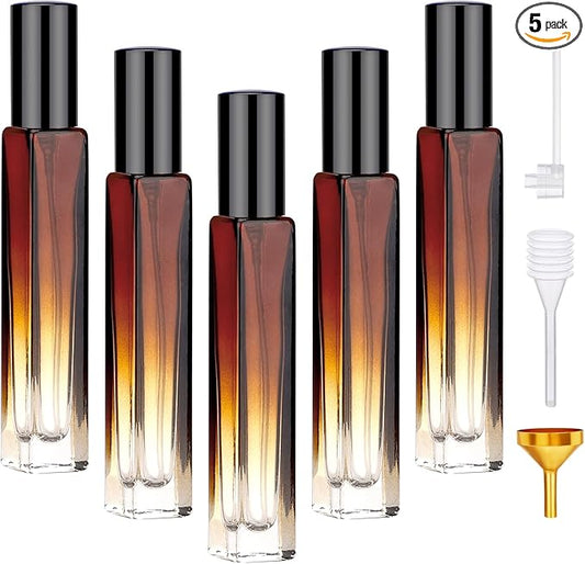 Segbeauty 10ML Travel Cologne Sprayer, 5 Packs Refillable Atomizer Spray Bottle for Perfume, Empty Mini Glass Perfume Bottle Fine Mist Dispenser, Portable Leak-proof Sample Bottles for Travel Outgoing-BrightBean Baby