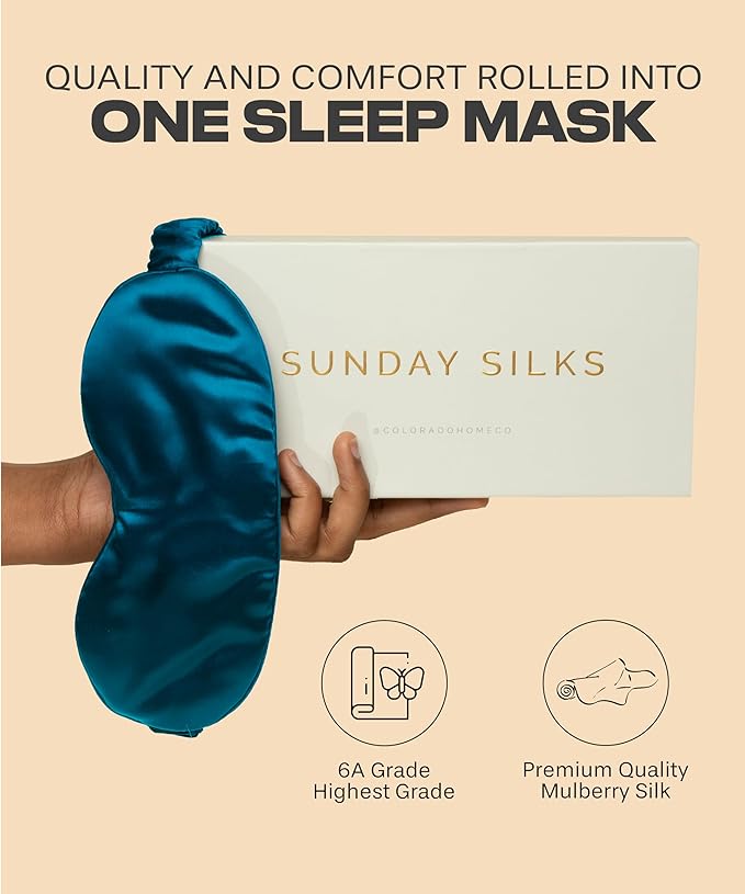 SUNDAYSILKS™ Exclusive Mulberry Silk Sleep Mask | Soft Eye Covers, Blackout Sleeping Mask for Women & Men | Silk Eye Mask for Sleep, Travel, and Relaxation | Antifaz para Dormir [Midnight Blue]-BrightBean Baby