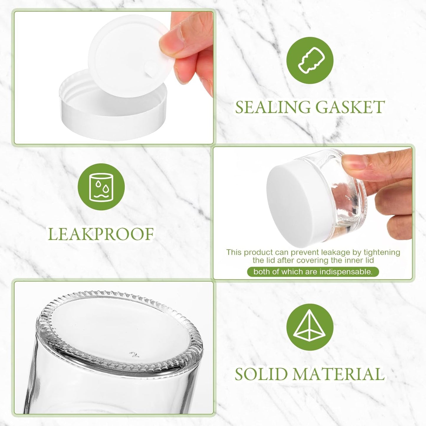 Domensi 100 Pcs 1 oz Glass Jars with Lids Bulk Round Glass Cosmetic Jars Lids 1 oz Small Travel Containers with Inner Liner for Lotions Powders Ointments Sample Cream(Clear, White)-BrightBean Baby