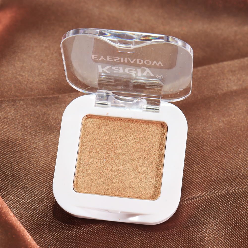 Glitter Single Eye Shadow Palette Makeup, Golden Sparkle Shimmer Monochrome Eyeshadow For Old Women, Mini Pressed Pigmented Waterproof Sombras Para Ojos,Vegan, Talc, Paraben&Cruelty Free, 06-BrightBean Baby