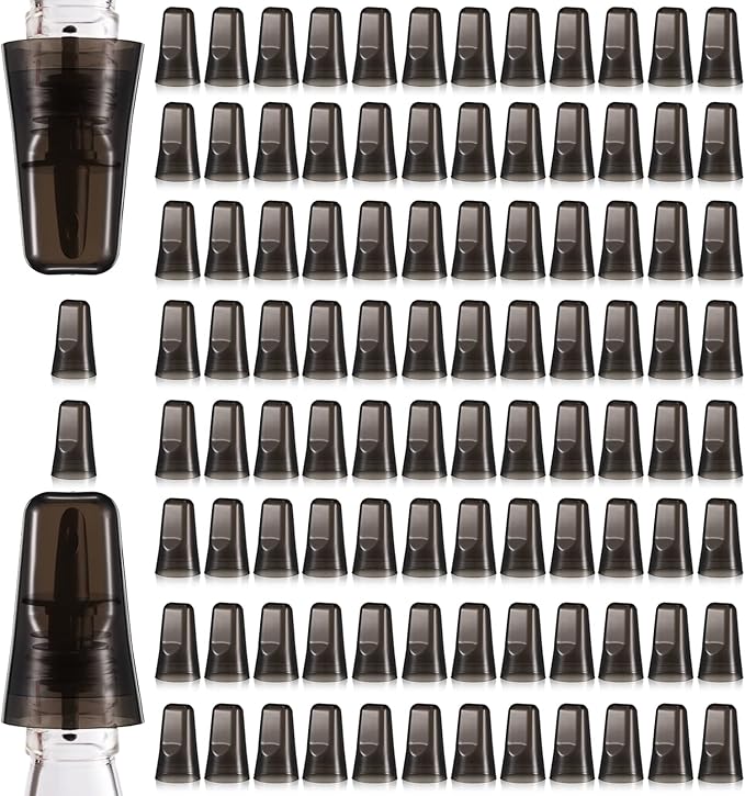Chengu 100 Pieces Liquor Bottle Covers Pour Spout Covers Bar Toppers for Bottles Universal Pour Dispenser Dust Translucent Silicone Rubber Spout Caps for Bar Home Kitchen Tools Supplies (Black)