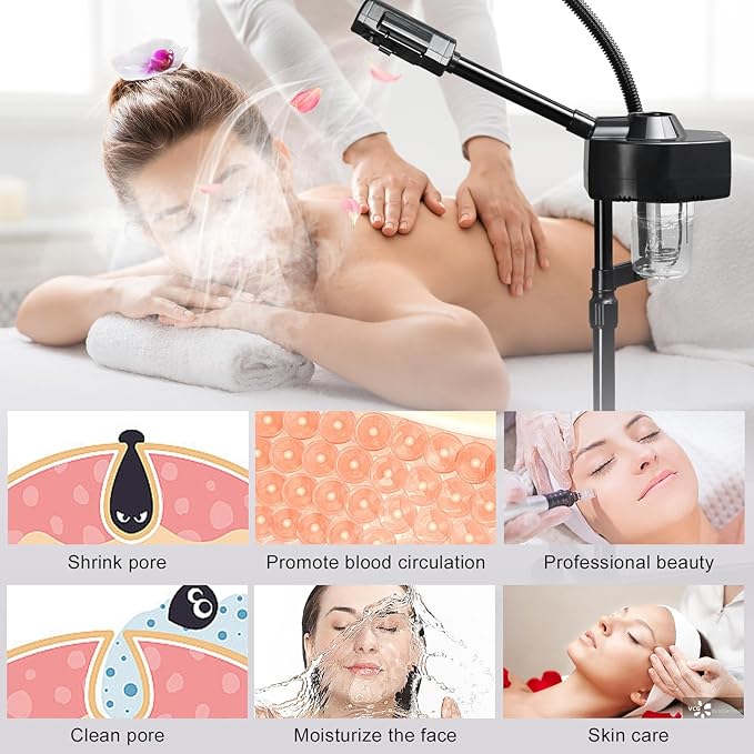 Winado 2 in 1 Professional Facial Steamer with 5X Magnification Lamp & Touch Screen, Esthetician Steamer Humidifier Face Spa Mist Steam for Home Beauty Salon, Personal Skin Care Deep Cleaning, Black-BrightBean Baby