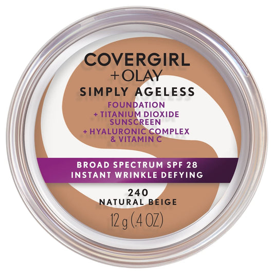 COVERGIRL & Olay Simply Ageless Instant Wrinkle-Defying Foundation, Natural Beige 0.4 Fl Oz (Pack of 1)-BrightBean Baby