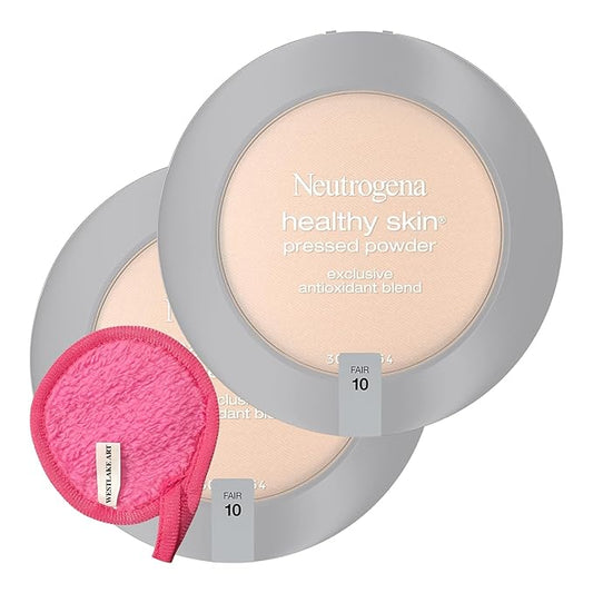 Healthy Skin Pressed Powder Compact | Bundled with Westlake Art Makeup Cleansing Cloth - Fair Shade, Antioxidant & Pro Vitamin B5, Flawless & Natural Finish, Non-Comedogenic [Pack of 2]-BrightBean Baby