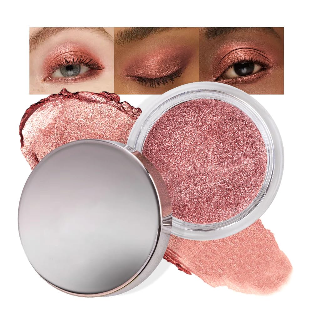 Cream Glitter Brownish Red Shimmer Metallic Eyeshadow Palette Makeup, Natural Single Mini Instant Holographic Eyeshadow For Older Women, Sombras Crema Para Ojos, Talc, Paraben & Cruelty Free-BrightBean Baby