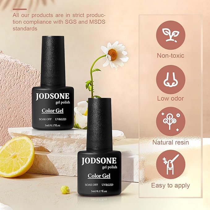 JODSONE Gel Nail Polish Kit with U V Light 32 Color Soak Off Base&Top Glitter Coat Gel Polish for DIY Manicure Lovers-BrightBean Baby