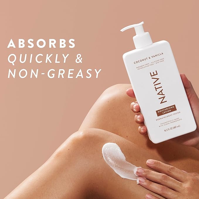 Native Body Lotion Contains Naturally Derived Plant-Based Moisturizers for Women and Men | Restores Dry Skin, Coconut & Vanilla, 16.5 fl oz-BrightBean Baby