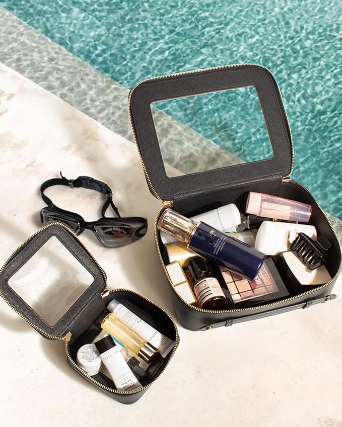 Clear Makeup Bag Small, TSA Approved Portable Toiletry Bag with Zipper Cosmetic Travel Bag Makeup Organizer Case Mini Makeup Pouch for Purse Car Organizer Bag for Women Men-BrightBean Baby