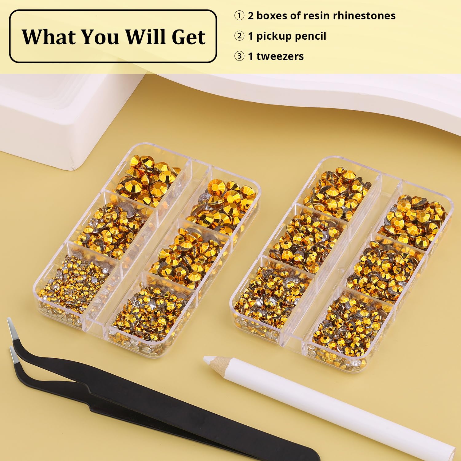 Resin Rhinestones for Crafting, 2 Boxeses Gold Multi Sizes Flatback Bedazzling Crystals for Crafts Nail Art Decoration, Non Hotfix Gems Charms for Tumbler Shoes Clothing Fabric Face Makeup-BrightBean Baby