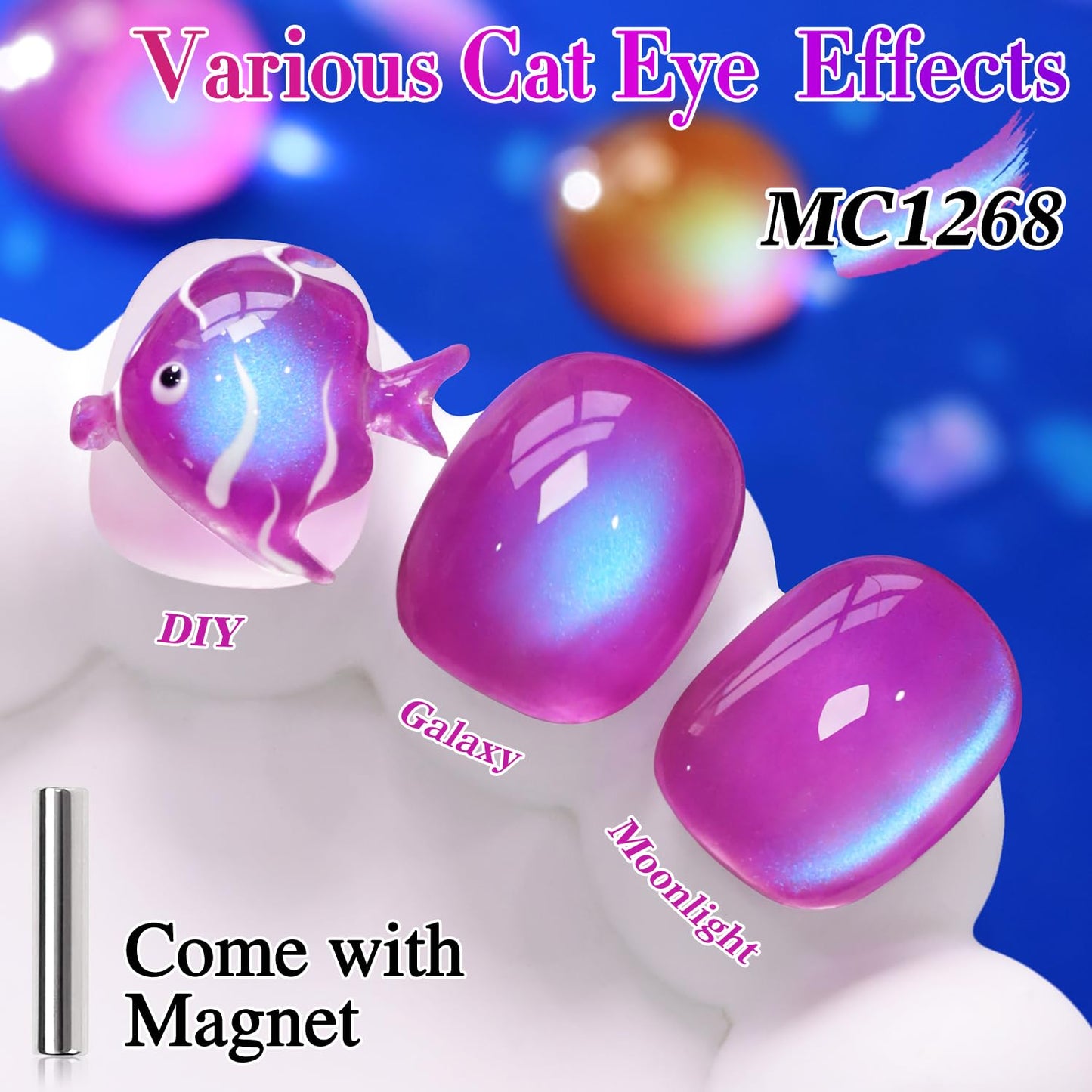 Double Rhythm Jelly Glass Cat Eye Gel Polish with Magnet 15ML Holographic Glitter Shimmer Translucent Sheer Color Magnetic Nail Polish Salon DIY at Home (Dark Navy-MC1268)-BrightBean Baby