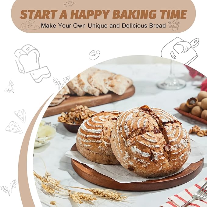 Sourdough Proofing Basket Gift Set, 9" Round and 10" Oval Banneton Bread Baking Supplies, Sourdough Baskets with Bread Lame, Danish Whish, Bowl Scraper, Sourdough Scraper, and Linen Liners