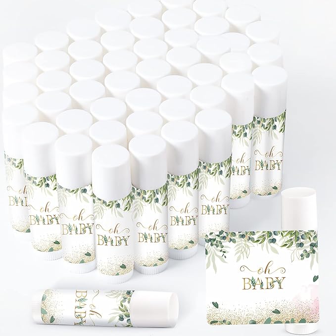 40 Pieces Lip Balm Bulk Baby Shower Jasmine Lip Balm Favors Floral Moisturizing Lip Balm for Women Children Men Girl kids Gender Reveal Favors Gift Baskets (Leaves)-BrightBean Baby