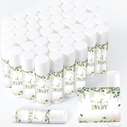 40 Pieces Lip Balm Bulk Baby Shower Jasmine Lip Balm Favors Floral Moisturizing Lip Balm for Women Children Men Girl kids Gender Reveal Favors Gift Baskets (Leaves)-BrightBean Baby