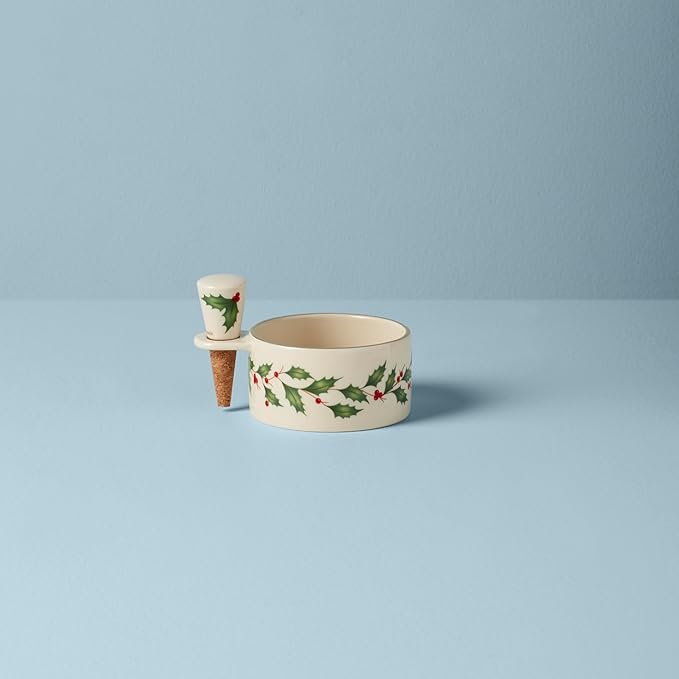 Lenox 870006 Hosting The Holidays Wine Coaster & Stopper Set, Christmas Theme