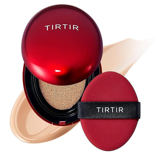 TIRTIR Mask Fit Red Cushion Foundation | Full coverage, Weightless, Skin fit, Satin Glow Finish, Korean Makeup BB Foundation, beauty, Tattoo cover up, Buildable (#24N Latte, 0.63 Fl Oz)-BrightBean Baby