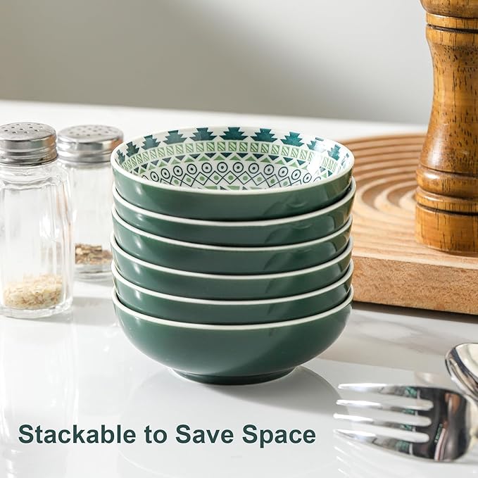 Set of 6 Deep Soy Sauce Dishes, 3.7 inch Ceramic Dipping Bowls 4 oz Small Dip Bowls Sauce cups for Condiment Sushi Bowls, Mini Bowl for Side Dish, Ketchup, Soy Appetizer Plates Tiny Bowls