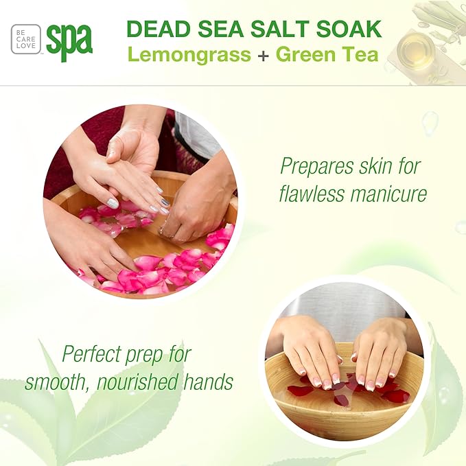 BCL SPA Dead Sea Salt Soak - Bath Salt with Organic Lemongrass + Green Tea, Shae Butter, Arnica, Aloe Vera Juice, Chamomile, Argan Oil & Jojoba Oil - Skin Exfoliator - Home/Professional Use 16 fl oz-BrightBean Baby