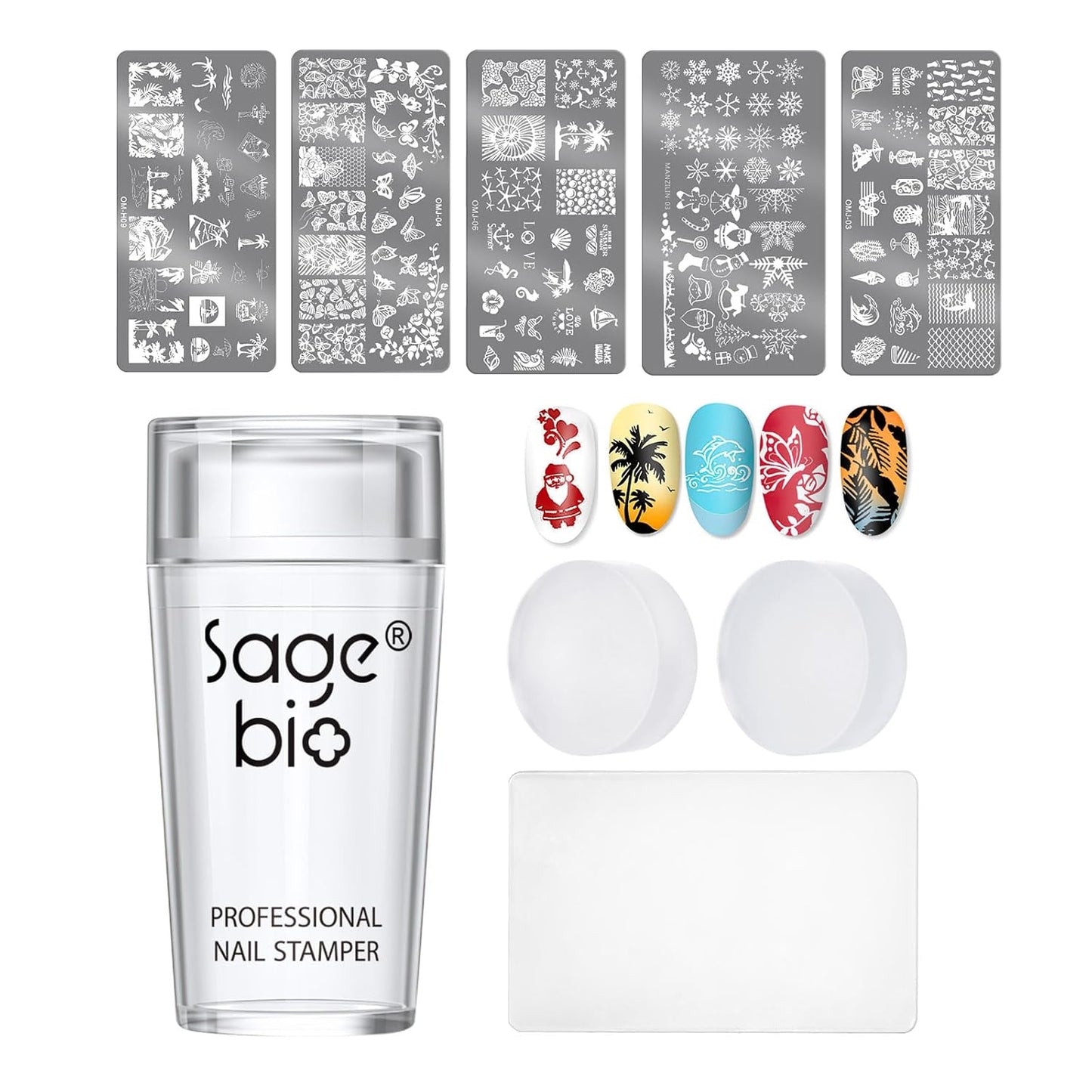 Nail Art Stamper Clear Silicone Nails Stamping Jelly with Scraper Transparent Visible Body DIY Manicure Nail Art Tool B-BrightBean Baby