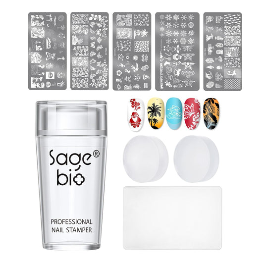 Nail Art Stamper Clear Silicone Nails Stamping Jelly with Scraper Transparent Visible Body DIY Manicure Nail Art Tool B-BrightBean Baby