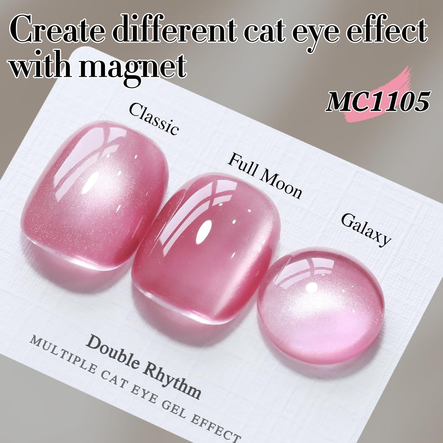 Double Rhythm Jelly Glass Cat Eye Gel Polish with Magnet 15ML Holographic Glitter Shimmer Translucent Sheer Color Magnetic Nail Polish Salon DIY at Home (Jelly Pink-MC1105)-BrightBean Baby