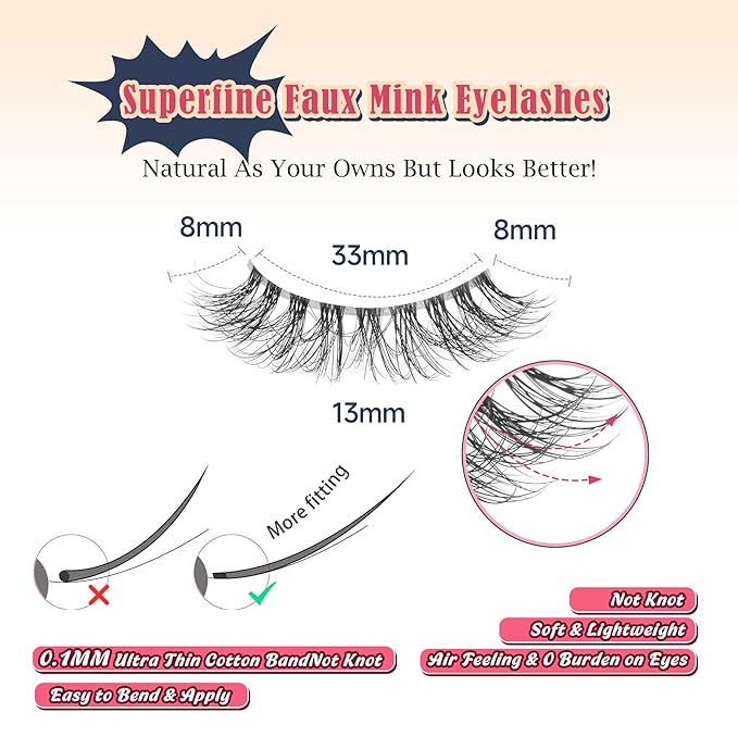 Wispy Lashes Natural Look False Eyelashes 13MM Eye Lash Pack 3D Volume Fake Eyelashes 7 Pair Siligli-BrightBean Baby