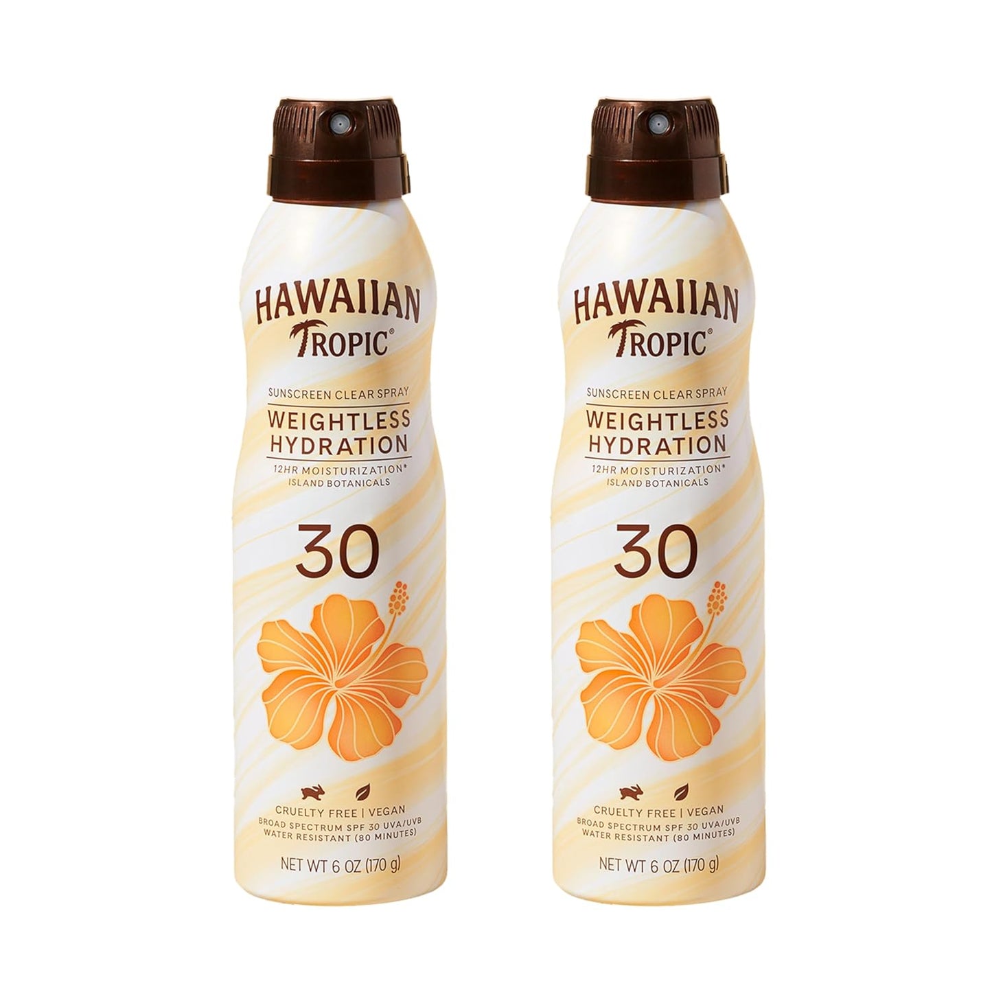 Hawaiian Tropic Weightless Hydration Clear Spray Sunscreen SPF 30, 6oz | SPF 30 Sunscreen Spray, Sunblock, Oxybenzone-Free, 6oz each Twin Pack-BrightBean Baby
