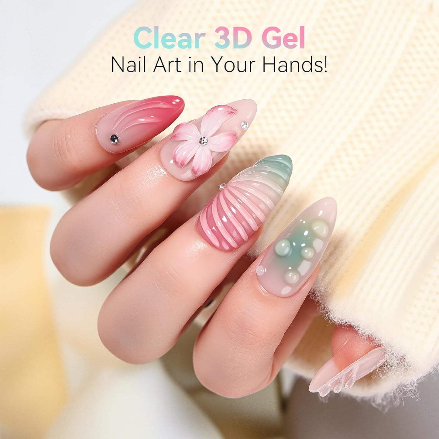 Makartt 3D Gel Nail Art Set – Clear & Noir Sculpting Gel for DIY Embossed Nail Designs – No Wipe Easy-Squeeze Tube Nail Glue for 3D Drawing, Molding, Rhinestones & Decoration (2 x 15g)-BrightBean Baby