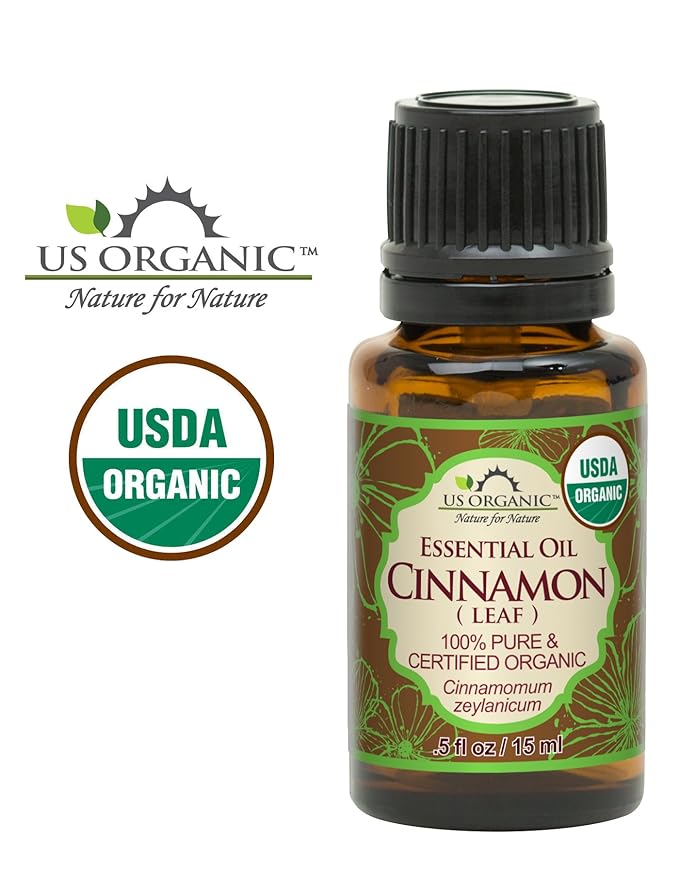 US Organic 100% Pure Cinnamon Leaf Essential Oil - USDA Certified Organic, Steam Distilled - W/Euro Dropper (More Size Variations Available) (15 ml / .5 fl oz)-BrightBean Baby