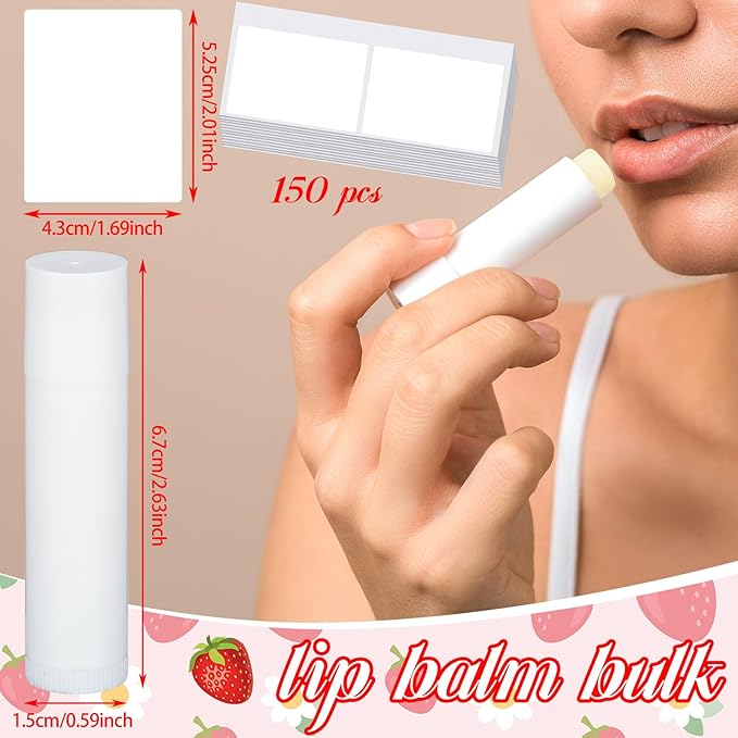 Demissle 150 Pcs Unlabeled Lip Balm Bulk Chapped Stick Blank Mini Lip Balm Gifts Moisturizing Lip Balms Favors for Women Homeless Wedding Bridal Shower Favors Baby Shower Guests Favors(Strawberry)-BrightBean Baby