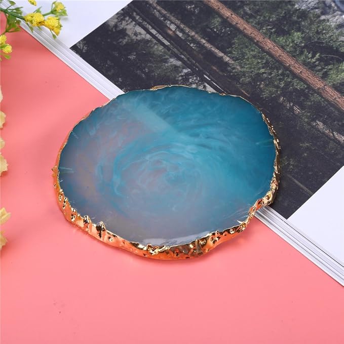 Nail Art Palette, Natural Resin Stone Nail Art Palette for Painting Placing Things Making Nail(Blue)-BrightBean Baby