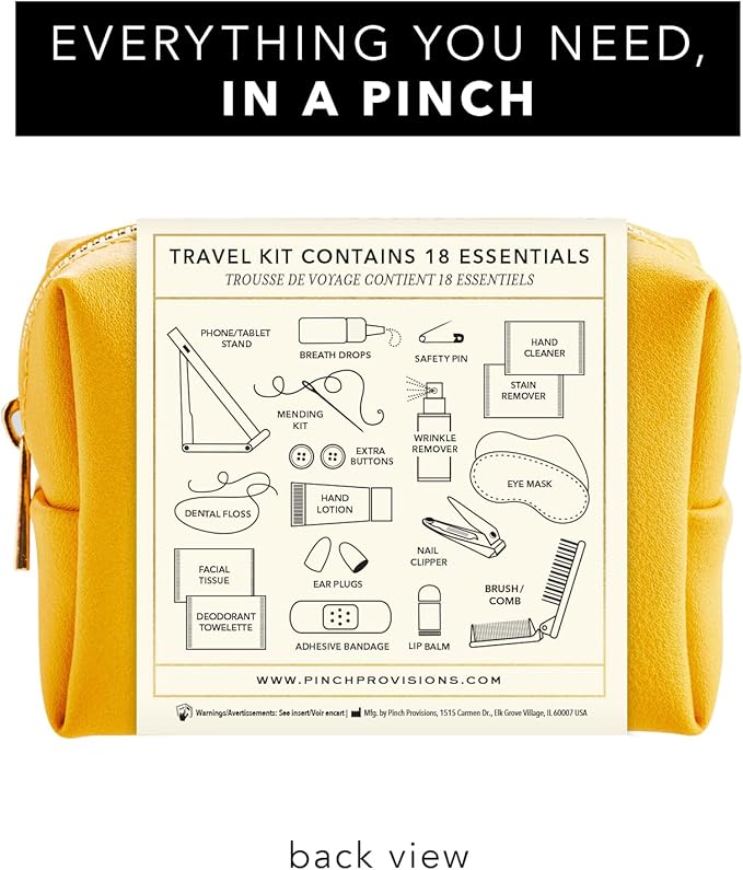 Pinch Provisions Travel Kit, includes 18 Must-Have Emergency Essential Items for Travelling, Ideal Road Trip or Airport Gift for Friends, Family & Peers, Portable Pouch-BrightBean Baby