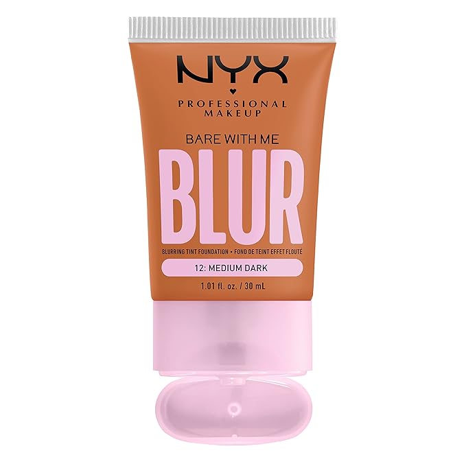 NYX PROFESSIONAL MAKEUP Bare With Me Blur Skin Tint Foundation Make Up with Matcha, Glycerin & Niacinamide - Medium Dark-BrightBean Baby