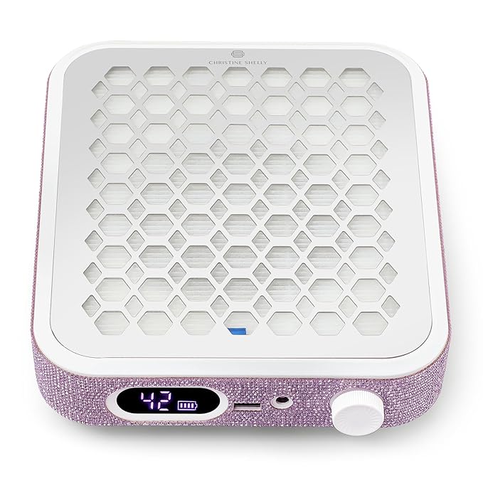 Nail Dust Collector, Rechargeable Dust Collector Nail Tech, Powerful Vacuum Fan Vent Dust Collector Extractor Dust Suction Machine for Acrylic Nails Polishing, Nail Salon&Home,Purple-BrightBean Baby