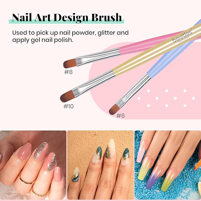 Beetles Gel Nail Brush, 7Pcs Nail Art Brushes, Nail Art Tips Nail Brushes for Nail Art Nail Painting Brush Pen Set for Home and Salon Use Decoration-BrightBean Baby
