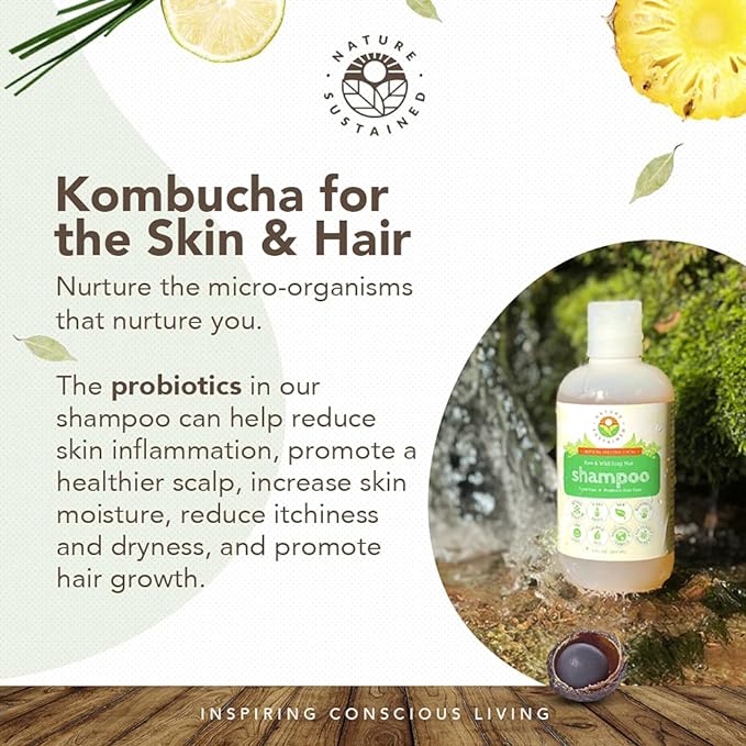 Organic Shampoo - Raw & Wildcrafted with Probiotics, Hypoallergenic Natural & Sulfate Free Shampoo for Sensitive Scalp, Dry Hair, Dandruff, Eczema & Psoriasis, Gallon, Original-BrightBean Baby