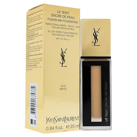Yves Saint Laurent Le Teint Encre De Peau Fusion Ink Foundation SPF 18, B40 Beige, 0.84 Ounce-BrightBean Baby
