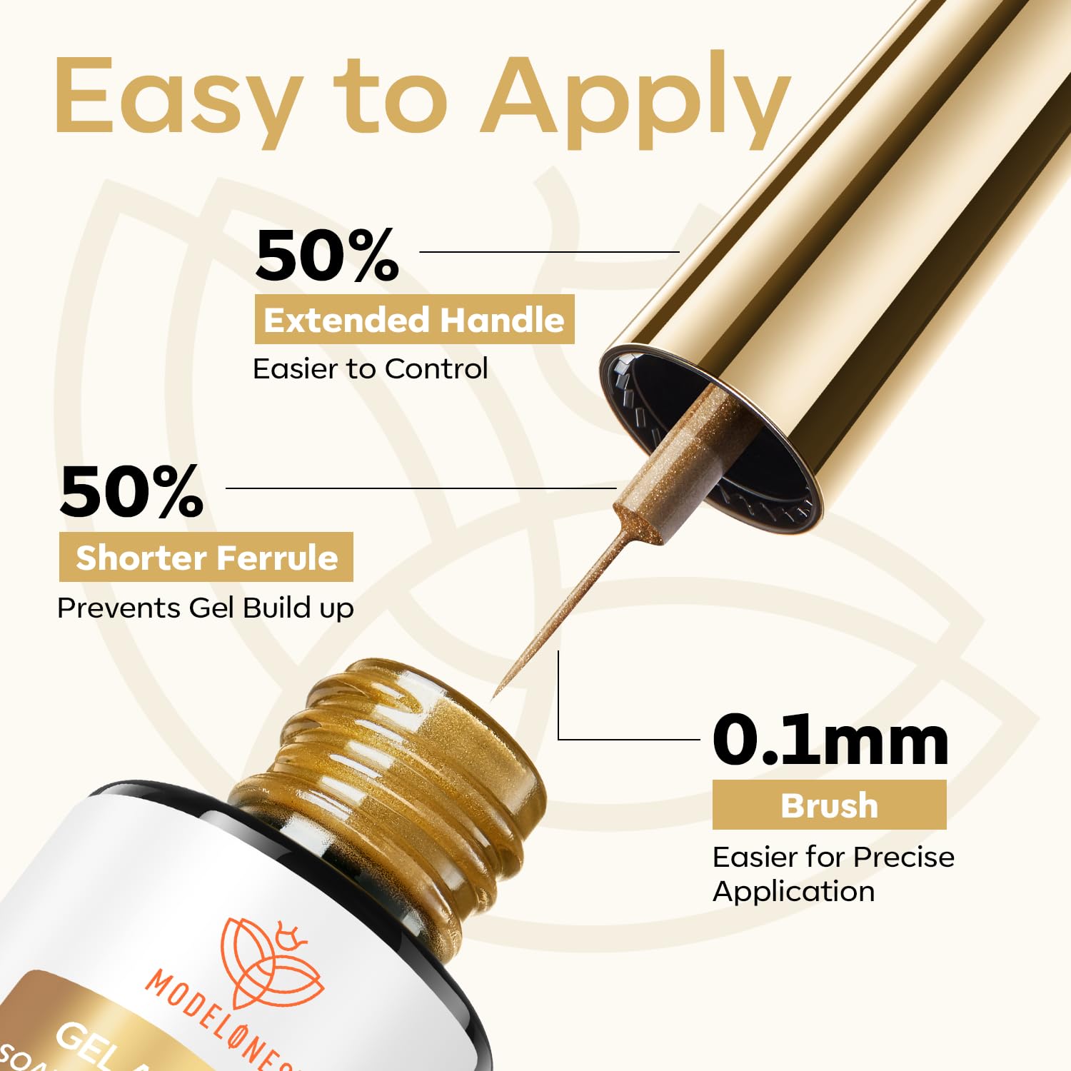 modelones Metallic Gold Silver Gel Liner Nail Polish 2 Pcs Chrome Mirror 3D Effect Nail Art Polish Bronze Thin Brush For Swirl Soak Off French Tip DIY Salon Nail Glue Manicure Gift For Women Girls-BrightBean Baby