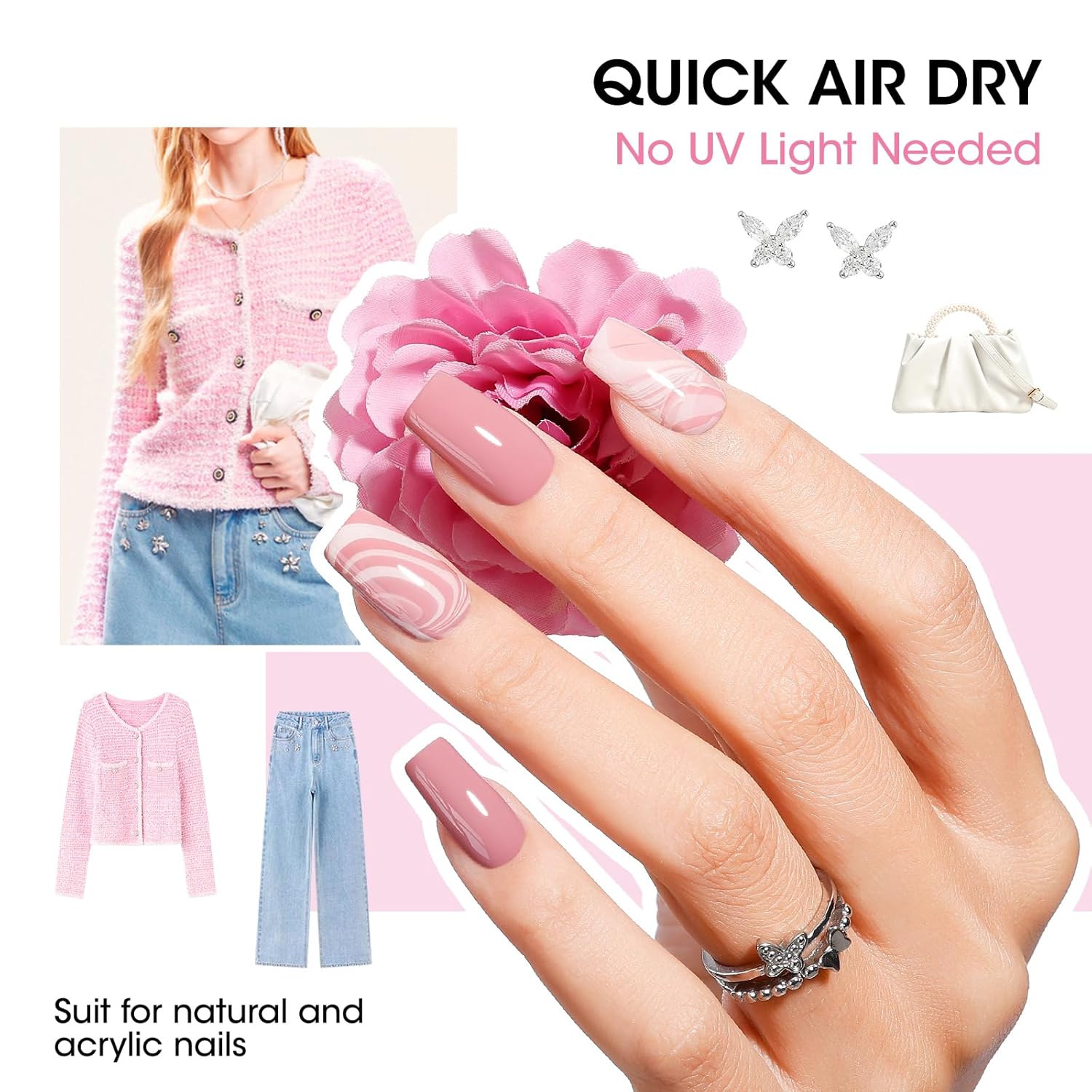 GELLEN Nail Polish Set, French Tip Manicure Nude White Regular Nail Polish Quick Air Dry Bright 12 Colors Set for Women Fingernail Toe Nails Salon Home, Non UV Gel, Hema Free, Non-toxic, Long Lasting-BrightBean Baby