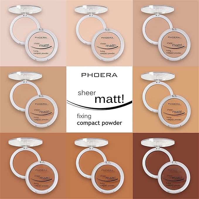 AQUAPURITY - PHOERA Sheer Matte Fixing Powder Makeup Base Fixer Setting Powder Foundation Fixing Compact Pressed Powder Long Lasting Make Up Fixer Skin Vitamin E Beauty Blender (204 Buff Beige…)-BrightBean Baby