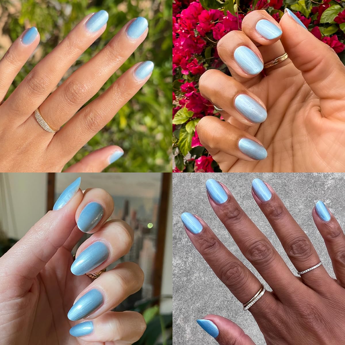 Olive & June Long Lasting Nail Polish | Gel-Like Finish No Lamp Needed | Lasts up to 10 days | Salon-Quality at Home | 15-Free Vegan Cruelty-Free Chip-Resistant Shine |Same Day Next Year Shimmery Blue-BrightBean Baby