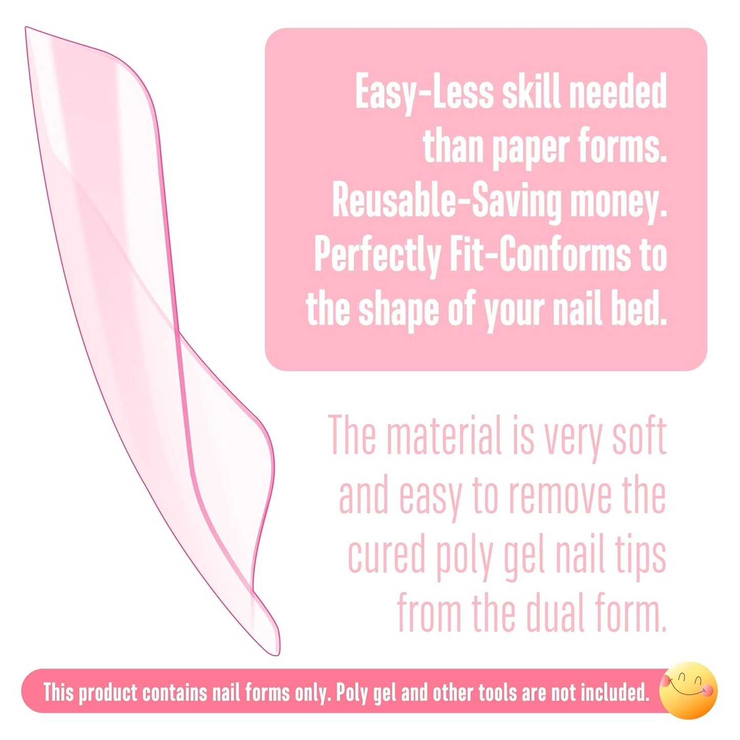 300 Pcs Toe Nail Dual Forms for Poly Gel Toenail Extension, PINK, Reusable Molds for Polygel Buider Hard Gel Acrylic French Tip Toenails, for Nail Art Salon Pedicure & DIY at Home 15 sizes-BrightBean Baby