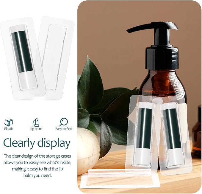 VILLCASE Lip Balm Pouches, 40pcs Plastic Lipstick Money Holder Clear Dome Lip Chap-Stick Money Cash Pounches, Lip Balm Cover for Gift Card DIY Crafts, Not Include Tape-BrightBean Baby