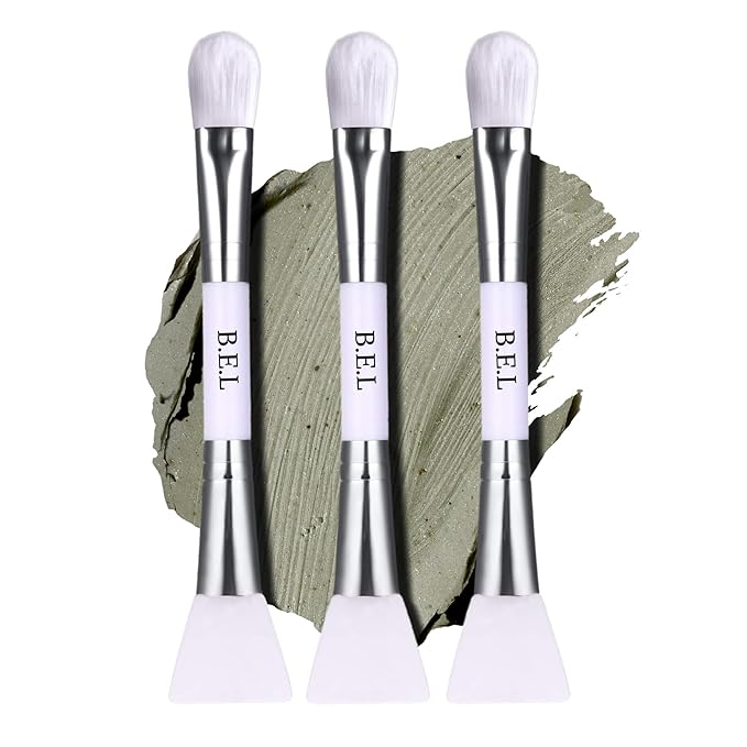 Bare Essentials Living Clay Face Mask Brush (3 Pack, White) Dual Soft Silicone Face Mask Applicator Brush Tool, Great Facial Essentials, Moisturizer Applicator & Skincare Brush for Facials-BrightBean Baby