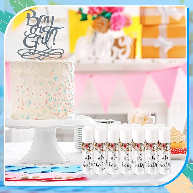 40 Pieces Lip Balm Bulk Baby Shower Jasmine Lip Balm Favors Floral Moisturizing Lip Balm for Women Children Men Girl kids Gender Reveal Favors Gift Baskets (Flower)-BrightBean Baby