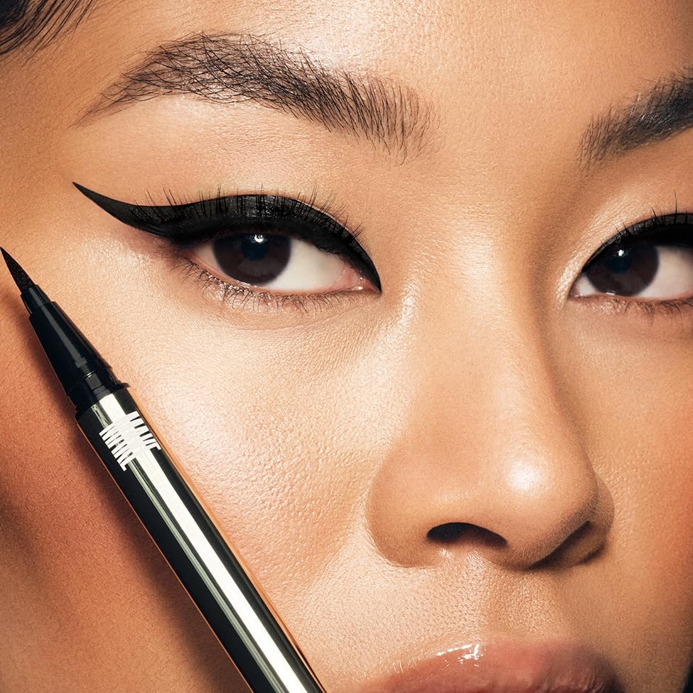 MAKE Beauty Smudge-Proof Felt Tip for Precise Application of Lines, Wings, and Graphics. Long Lasting Eye Liner, Liquid Line Waterproof Felt Tip Eyeliner - Onyx-BrightBean Baby